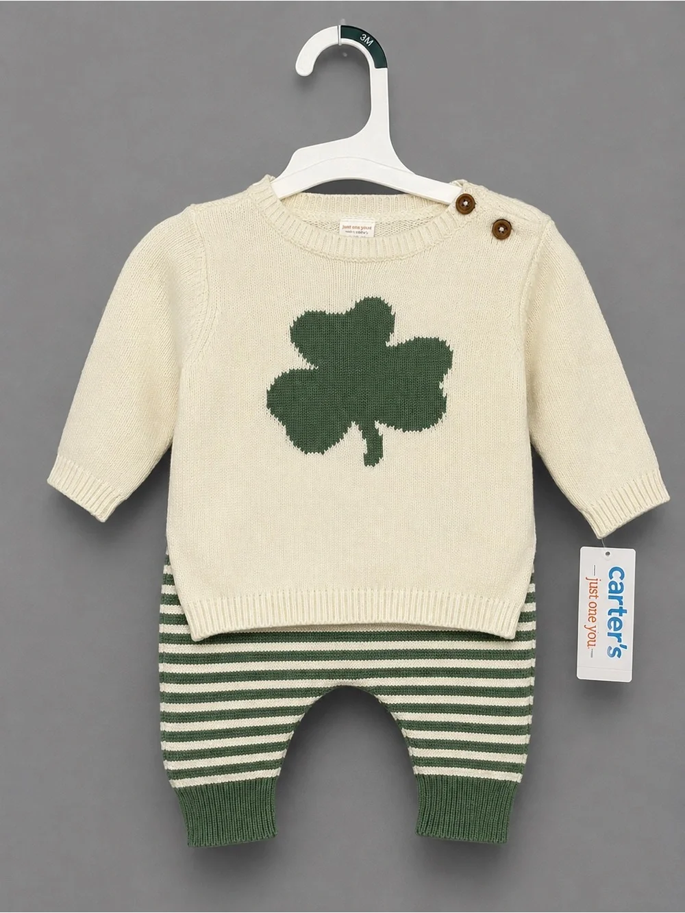 Carter's Cream and Green Baby Sweater